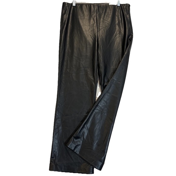 Zara Pants - NWT Zara High-Rise Faux Leather Legging Women XXL Sid Zip Elastic Waist Wide Leg